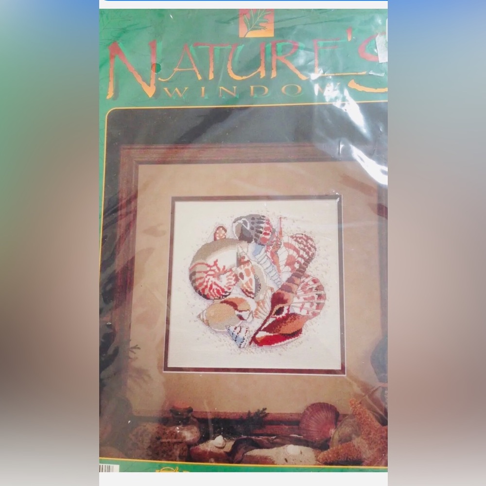 Natures Window Counted Cross Stitch Kit Shells 5401 Wall Hanging Unopened